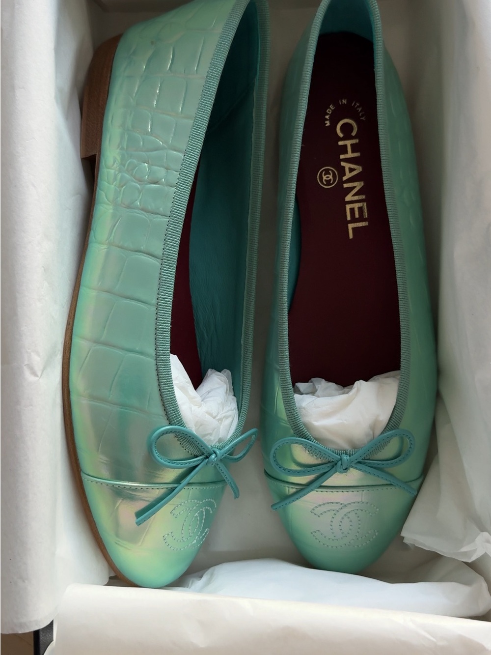 CHANEL Women's 2026 Iridescent croc ballerina